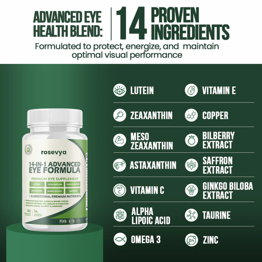 Rosevya 14-In-1 Advanced Eye Formula Supplement